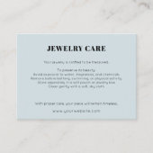 Modern Minimalist Blue Jewelry Care Insert Card (Vorderseite)