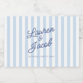 Modern Minimalist Blue Stripes Wedding Mini Alkoholflaschenetikett (Einzelnes Label)