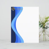 Modern Minimalist Blue White Business Paper Sheets (Stehend Vorderseite)