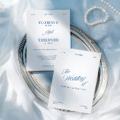 Modern Minimalist Blue & White Wedding Einladung