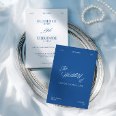 Modern Minimalist Blue & White Wedding Einladung