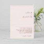 Modern Minimalist Blush And Rose Gold Wedding Real Folieneinladung (Stehend vorne)