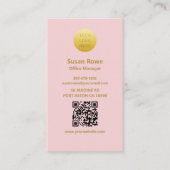 Modern Minimalist Blush Pink and Gold QR Code Visitenkarte (Vorderseite)