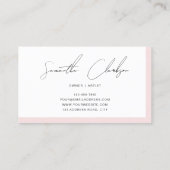 Modern Minimalist Blush Pink Handwritten Script Visitenkarte (Rückseite)