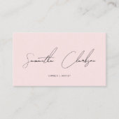 Modern Minimalist Blush Pink Handwritten Script Visitenkarte (Vorderseite)