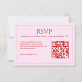 Modern minimalist blush pink red QR code wedding  RSVP Karte (Vorderseite)