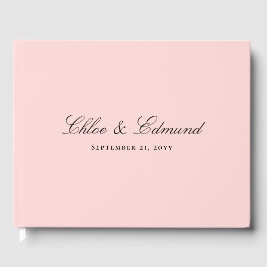 Modern Minimalist Blush Pink Wedding Gästebuch (Vorderseite)