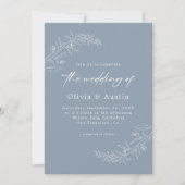 Modern Minimalist Boho Dusty Blue QR Code Wedding Einladung (Vorderseite)