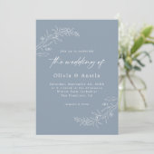 Modern Minimalist Boho Dusty Blue QR Code Wedding Einladung (Stehend Vorderseite)