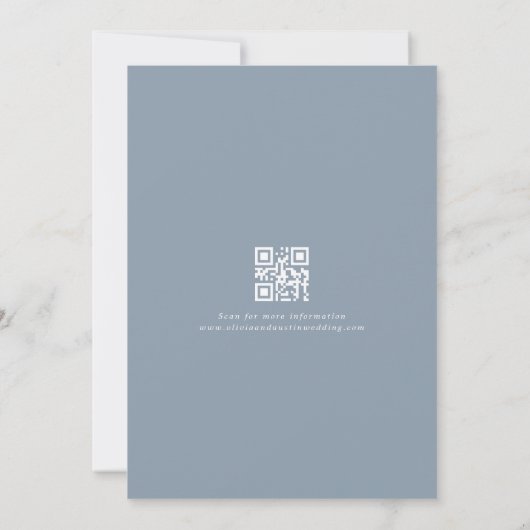 Modern Minimalist Boho Dusty Blue QR Code Wedding Einladung (Rückseite)