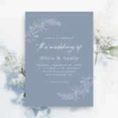 Modern Minimalist Boho Dusty Blue QR Code Wedding Einladung