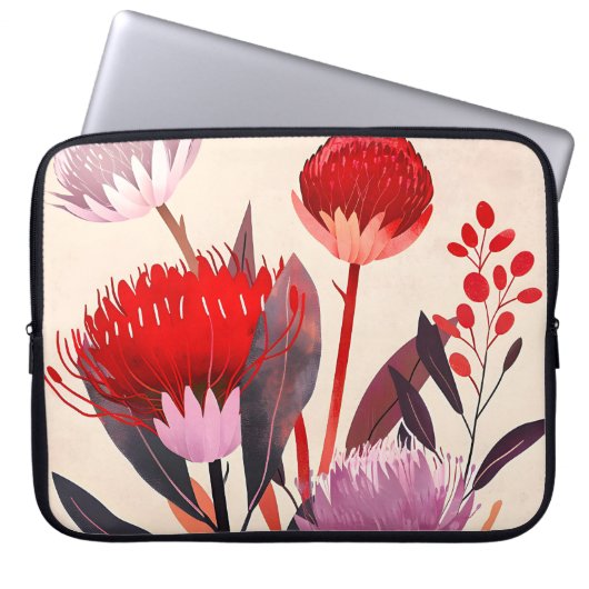 Modern Minimalist Boho Floral Botanical Laptopschutzhülle (Vorderseite)