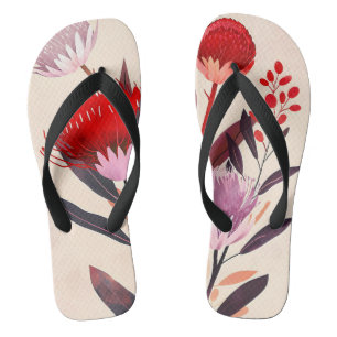 Modern minimalist Boho floral botanisch Badesandalen