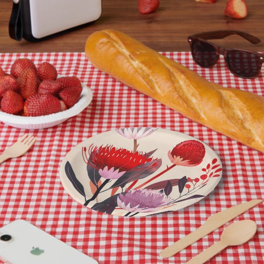 Modern minimalist Boho floral botanisch Pappteller (Picknick)