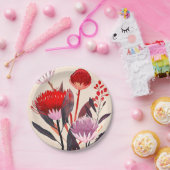 Modern minimalist Boho floral botanisch Pappteller (Party)