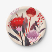 Modern minimalist Boho floral botanisch Pappteller (Vorderseite)