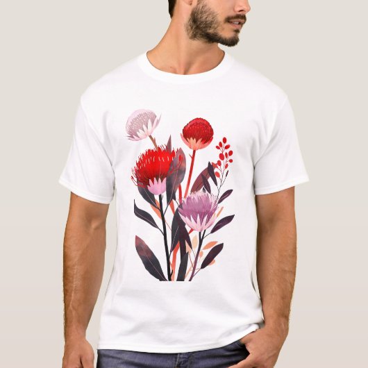 Modern minimalist Boho floral botanisch T-Shirt (Vorderseite)