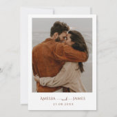 Modern Minimalist Boho Terracotta photo Wedding Einladung (Rückseite)