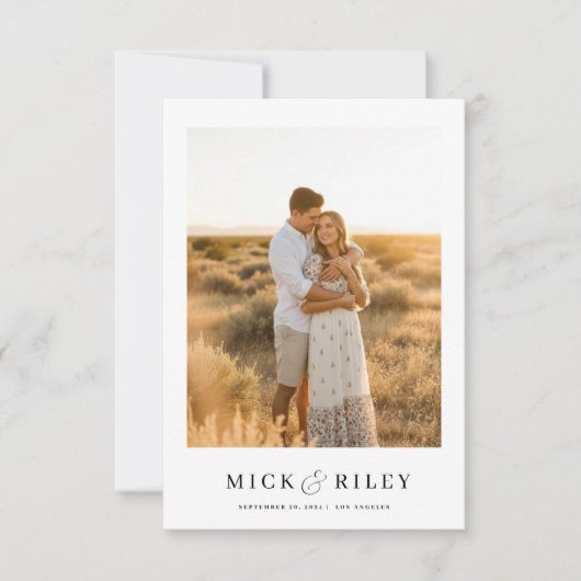 Modern Minimalist Boho Text and Photo Wedding Save The Date (Vorderseite)