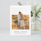 Modern Minimalist Boho Text and Photo Wedding Save The Date (Stehend Vorderseite)