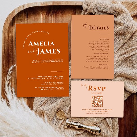 Modern Minimalist Boho Wedding RSVP Karte