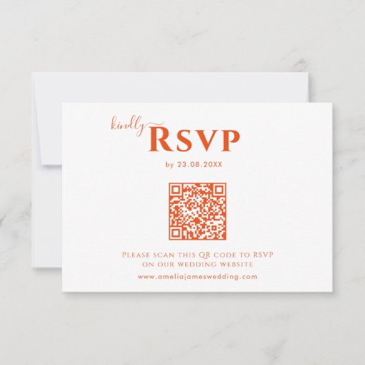 Modern Minimalist bold orange and pink Wedding RSVP Karte (Vorderseite)