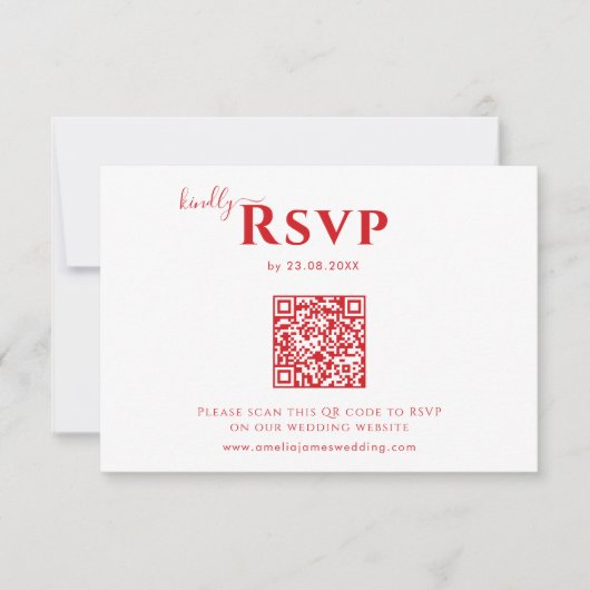 Modern Minimalist bold red and pink Wedding RSVP Karte (Vorderseite)