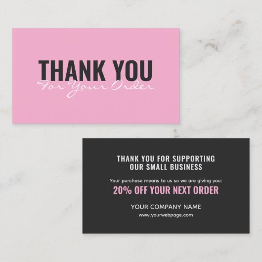 Modern minimalist bold Thank You card Visitenkarte (Vorne/Hinten)