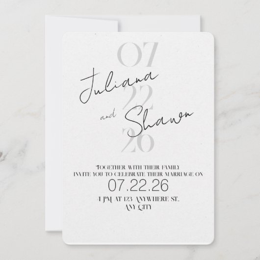 Modern Minimalist Bold Typography Wedding  Einladung (Vorderseite)