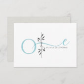 Modern Minimalist Botanical Aqua Monogram  Mitteilungskarte (Vorne/Hinten)