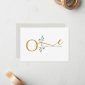 Modern Minimalist Botanical Gold Monogram Mitteilungskarte (Vorderseite/Rückseite Beispiel)