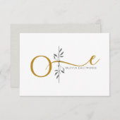 Modern Minimalist Botanical Gold Monogram Mitteilungskarte (Vorne/Hinten)
