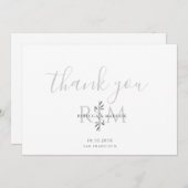 Modern Minimalist Botanical Monogram Dankeskarte (Vorne/Hinten)