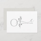 Modern Minimalist Botanical Monogram  Mitteilungskarte (Vorne/Hinten)