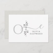 Modern Minimalist Botanical Monogram  Mitteilungskarte (Vorne/Hinten)