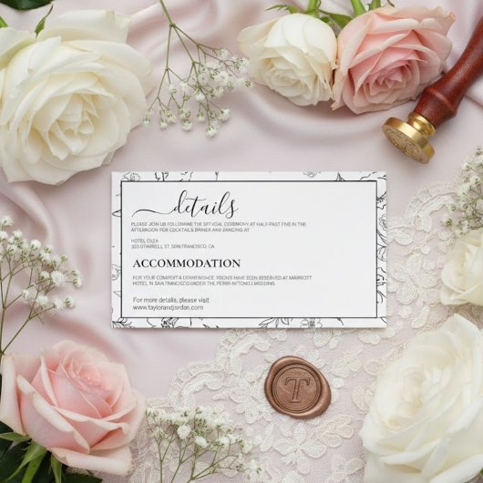 Modern Minimalist Botanical Wedding Details Card Begleitkarte