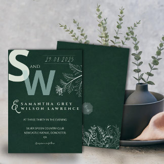 Modern Minimalist Botanical Wedding Invitation Einladung