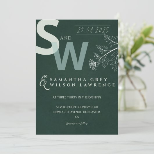 Modern Minimalist Botanical Wedding Invitation Einladung (Stehend Vorderseite)