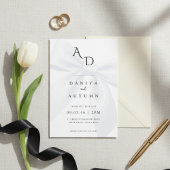Modern Minimalist Bow Black & White Wedding Einladung