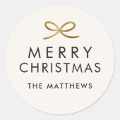 Modern Minimalist Bow Faux Foil Christmas Runder Aufkleber (Vorderseite)