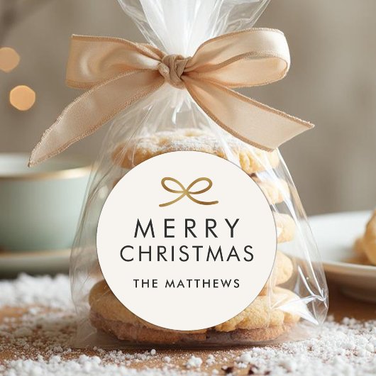 Modern Minimalist Bow Faux Foil Christmas Runder Aufkleber