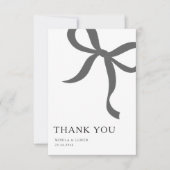 Modern Minimalist Bow Wedding Thank You Card Dankeskarte (Vorderseite)