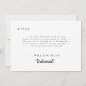 Modern Minimalist Bridesmaid Proposal Card Einladung (Rückseite)
