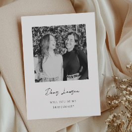 Modern Minimalist Bridesmaid Proposal Photo Card Einladung