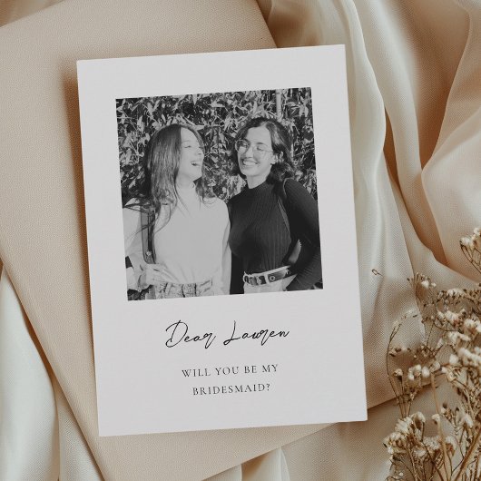 Modern Minimalist Bridesmaid Proposal Photo Card Einladung