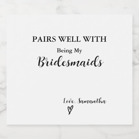 Modern Minimalist Bridesmaid proposal  Schaumweinetikett (Einzelnes Label)