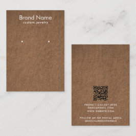 Modern Minimalist Brown Linen Jewelry Display Card Visitenkarte