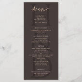 Modern Minimalist Brown Monogram Wedding Menükarte (Vorderseite)