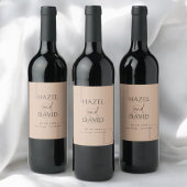 Modern Minimalist Brown Monogram Wedding Weinetikett