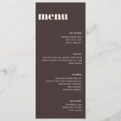 Modern Minimalist Brown Wedding Tall Template Menu Menükarte (Vorderseite)